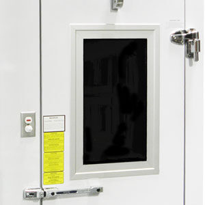 Norlake Scientific viewport option for doors used on walk in environmental test chambers, controlled environment rooms and environmental rooms.