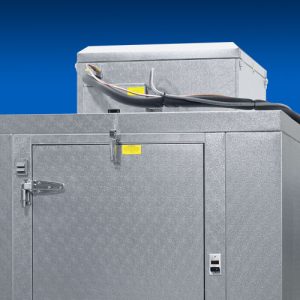 Capsule Pak remote refrigeration systems feature an evaporator section that is mounted on top of a walk-in and quick-connected to a remote condensing unit.